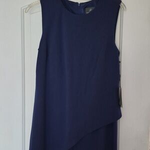 NWT $159 Papell Navy Sleeveless Jumpsuit Asymmetrical Top Spring/Summer Ready!